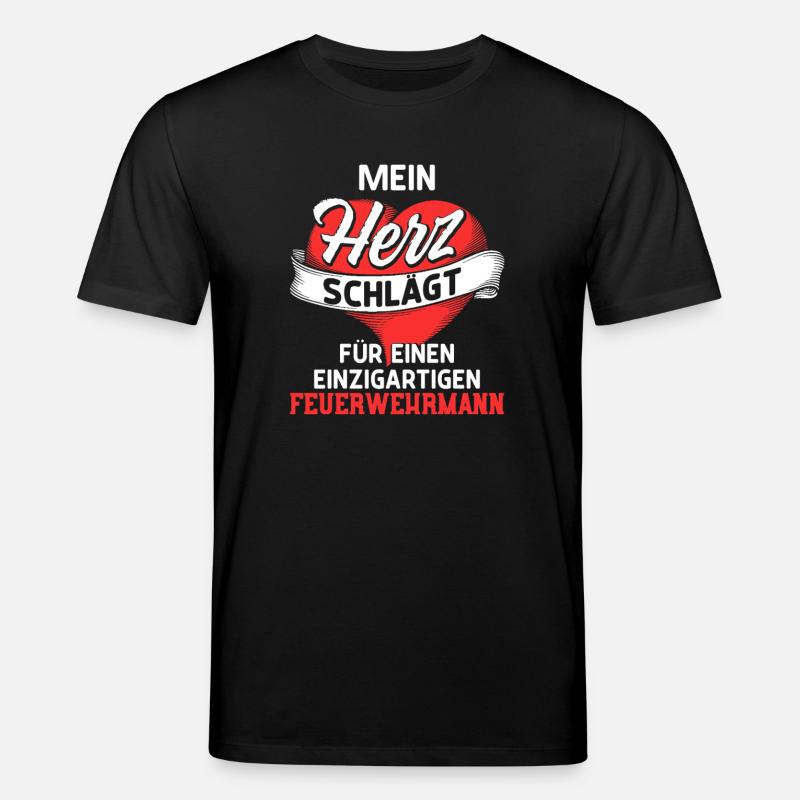 Heart beats for a firefighter - Stanley/Stella CREATOR Unisex Organic T-Shirt - black