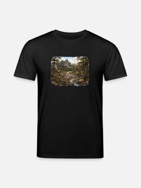 Landschaft - Illustration - Stanley/Stella Unisex Bio-T-Shirt CREATOR - Schwarz