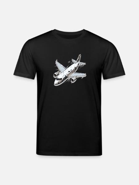 Airplane - illustration - Stanley/Stella CREATOR Unisex Organic T-Shirt - black