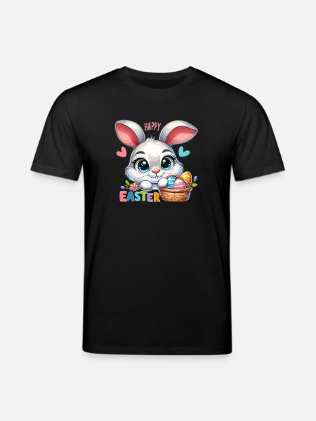 Happy Easter - Easter Bunny Illustration - Stanley/Stella CREATOR Unisex Organic T-Shirt - black