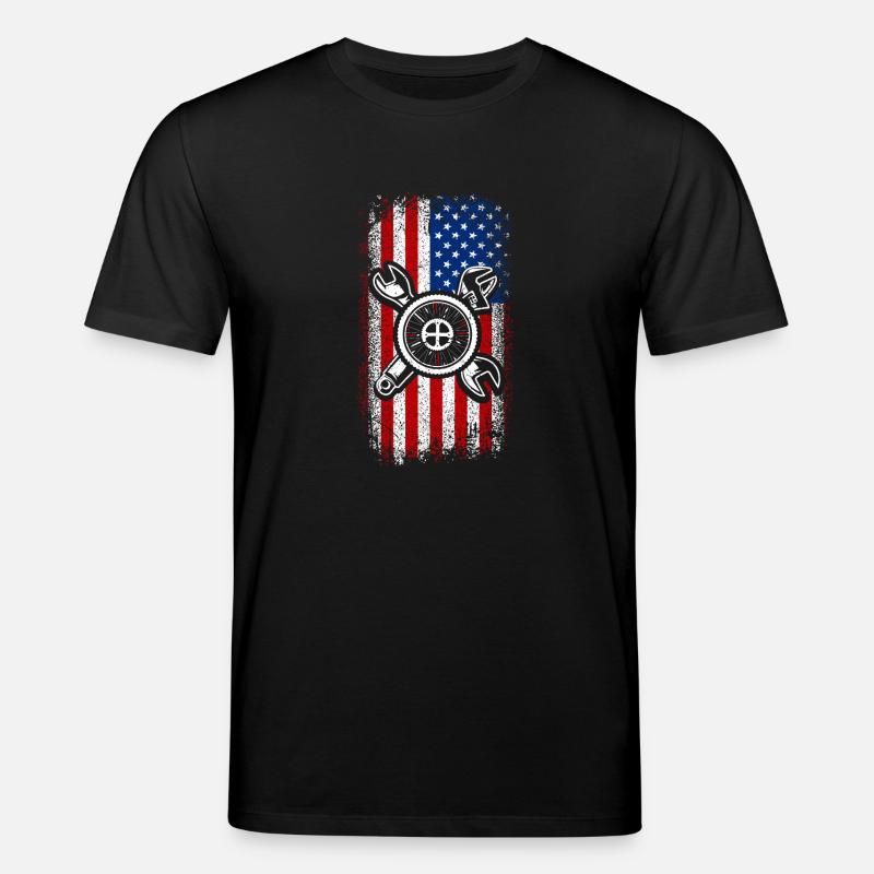 Usa drapeau américain vélo mecahnic - T-shirt bio CREATOR Stanley/Stella Unisexe - noir