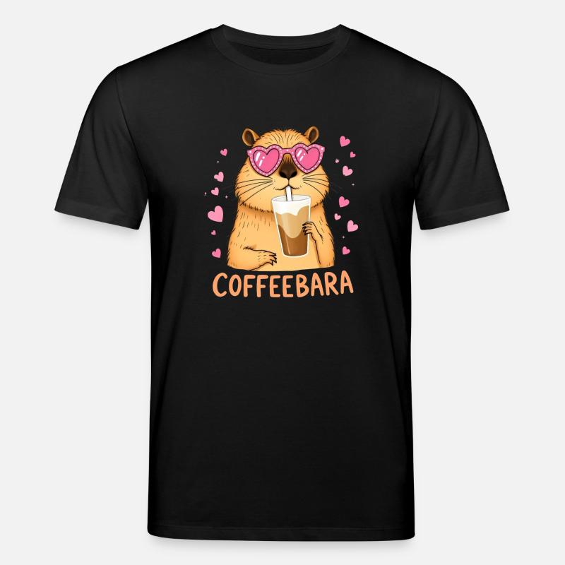 Süßes Capybara Coffeebara - Stanley/Stella Unisex Bio-T-Shirt CREATOR  - Schwarz