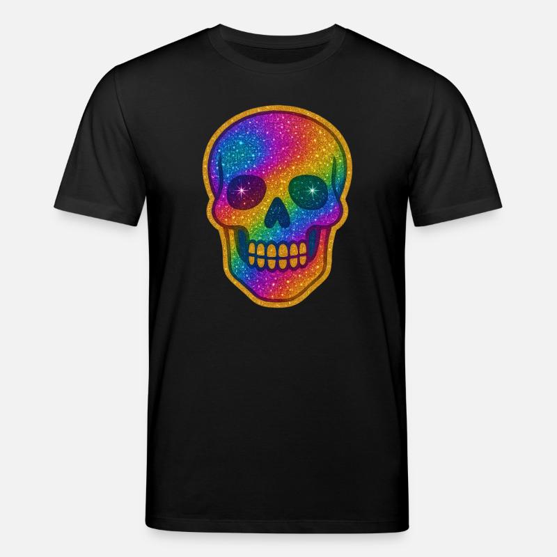 Regenbogen Glitzer Schädel - Stanley/Stella Unisex Bio-T-Shirt CREATOR  - Schwarz
