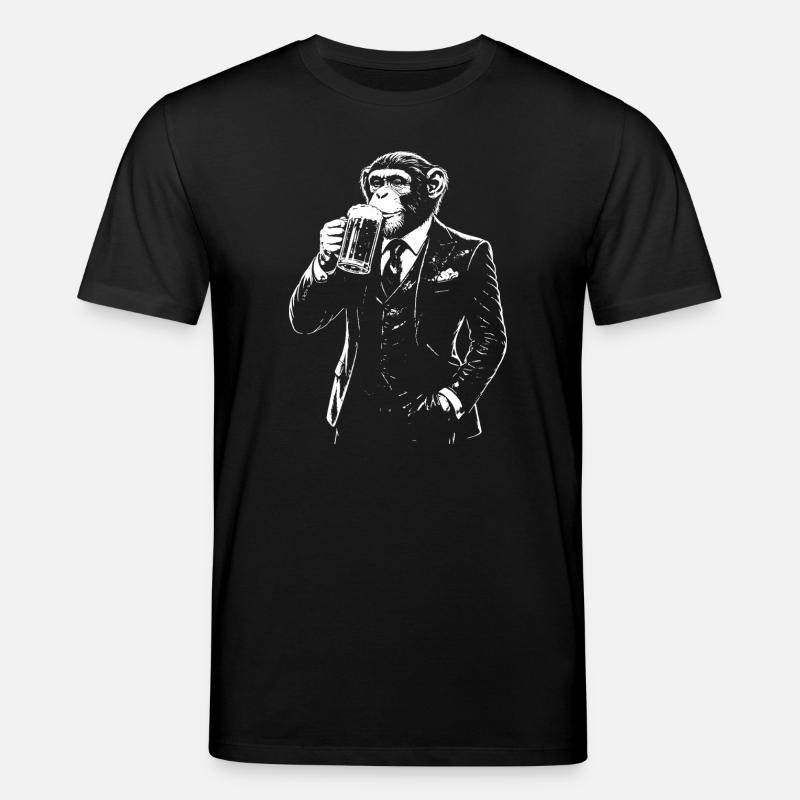 Kostüm-Affe schlürft Bier - Stanley/Stella Unisex Bio-T-Shirt CREATOR  - Schwarz