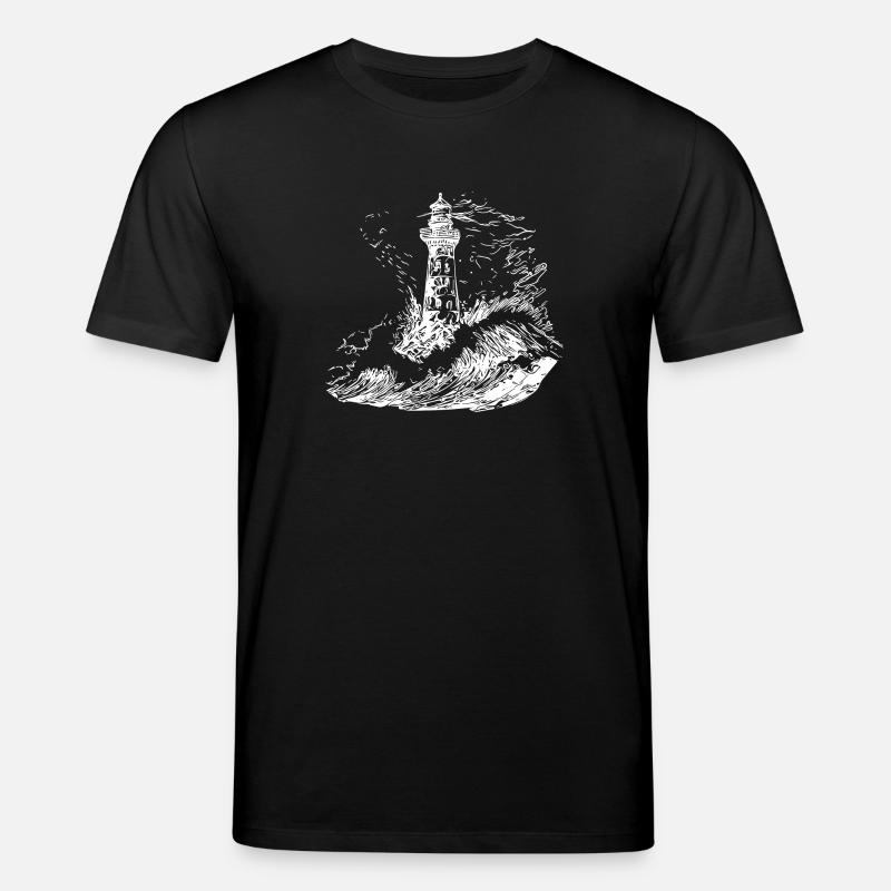 Phare avec balise dans une mer orageuse - T-shirt bio CREATOR Stanley/Stella Unisexe - noir