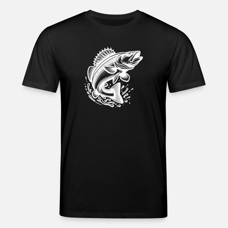 Springender Zander Fisch - Stanley/Stella Unisex Bio-T-Shirt CREATOR  - Schwarz