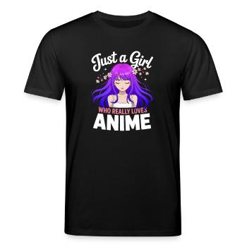 just a girl who loves Anime - Stanley/Stella CREATOR Unisex Organic T-Shirt - black - Front - Alina (178cm) & Michal (187cm)