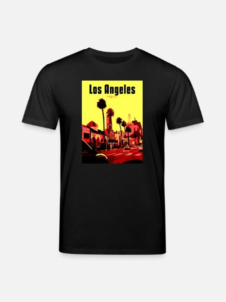 Los Angeles PopArt Street Scene - Stanley/Stella CREATOR Unisex Organic T-Shirt - black