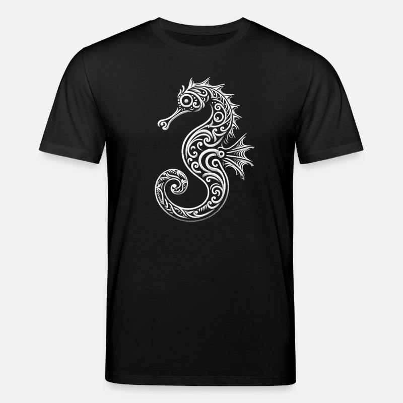 Dekoratives Seepferdchen Motiv - Stanley/Stella Unisex Bio-T-Shirt CREATOR  - Schwarz
