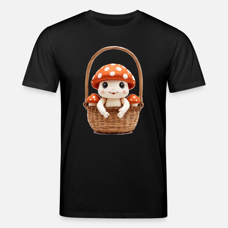 Cute toadstool in basket - Stanley/Stella CREATOR Unisex Organic T-Shirt - black
