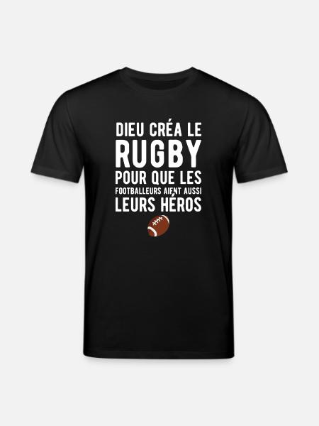 Dieu créa le rugby humour - T-shirt bio CREATOR Stanley/Stella Unisexe - noir