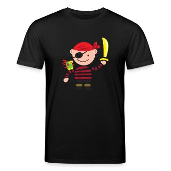 kleiner Pirat mit Papagei - Stanley/Stella Unisex Bio-T-Shirt CREATOR  - Schwarz - Vorne - Alina (178cm) & Michal (187cm)