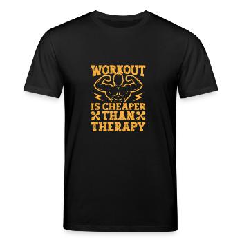 Fitness Motivation Bodybuilder Cheaper Than Therap - Stanley/Stella Unisex Bio-T-Shirt CREATOR  - Schwarz - Vorne - Alina (178cm) & Michal (187cm)