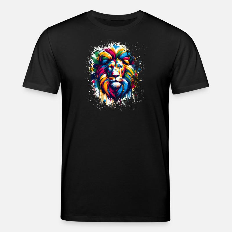 Löwe bunt Kunst - Stanley/Stella Unisex Bio-T-Shirt CREATOR  - Schwarz