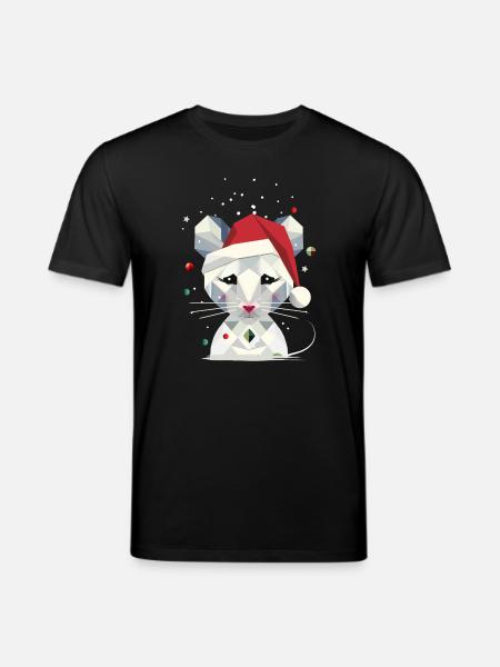 Schneemaus im geometrischen Weihnachtsdesign - Stanley/Stella Unisex Bio-T-Shirt CREATOR  - Schwarz