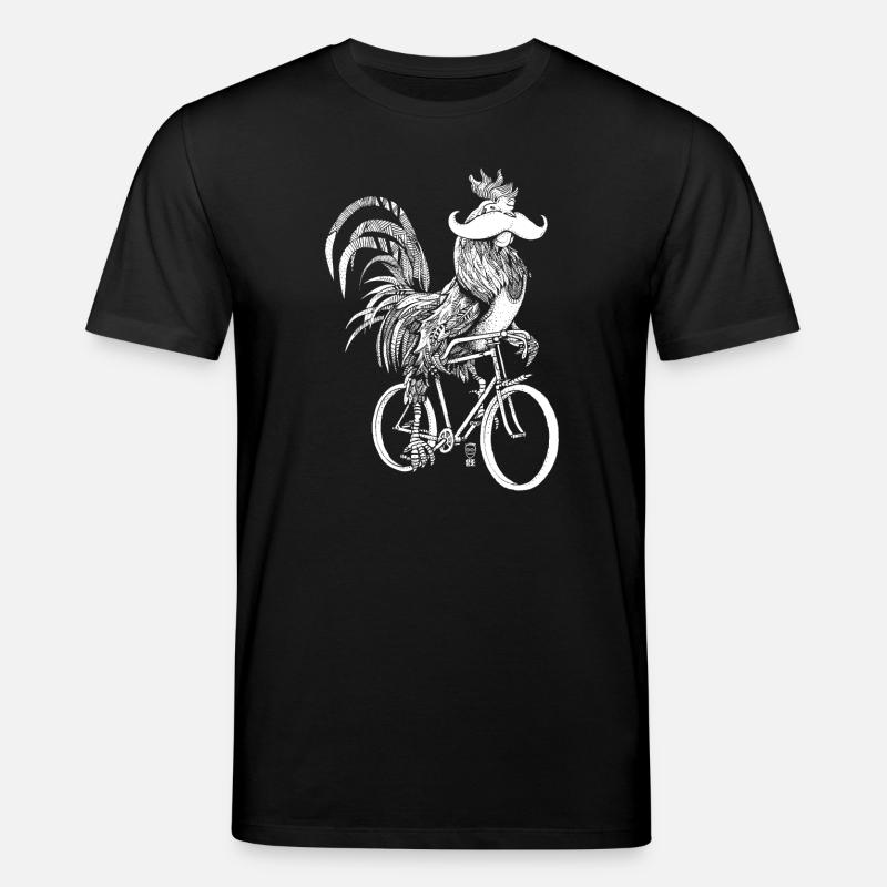 Rooster & Bicycles - white version - Stanley/Stella CREATOR Unisex Organic T-Shirt - black