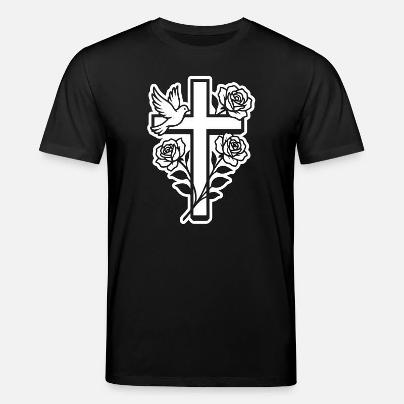 Colombe croix chrétienne - T-shirt bio CREATOR Stanley/Stella Unisexe - noir