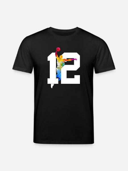 NUMBER 12 BASKETBALL 12TH BIRTHDAY - Stanley/Stella CREATOR Unisex Organic T-Shirt - black