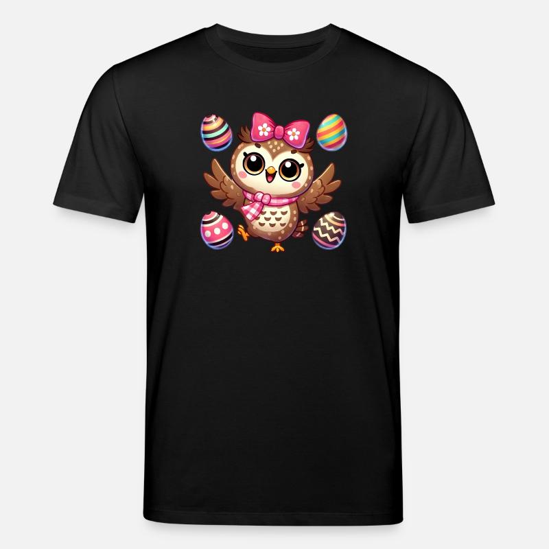 Eule jongliert Ostereier bunter Spaß - Stanley/Stella Unisex Bio-T-Shirt CREATOR  - Schwarz