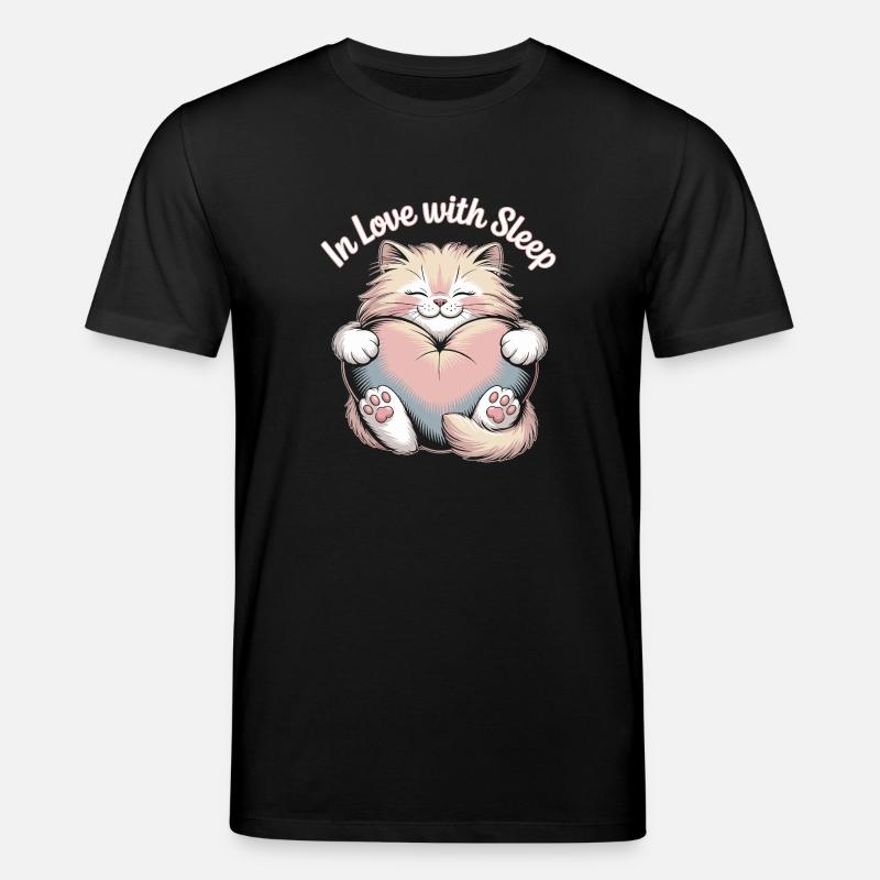 Süßes Katzen Design mit Herz - Stanley/Stella Unisex Bio-T-Shirt CREATOR - Schwarz