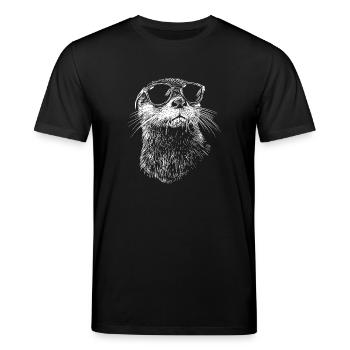 Cool Otter Sonnenbrille Sommer Strand - Stanley/Stella Unisex Bio-T-Shirt CREATOR  - Schwarz - Vorne - Alina (178cm) & Michal (187cm)