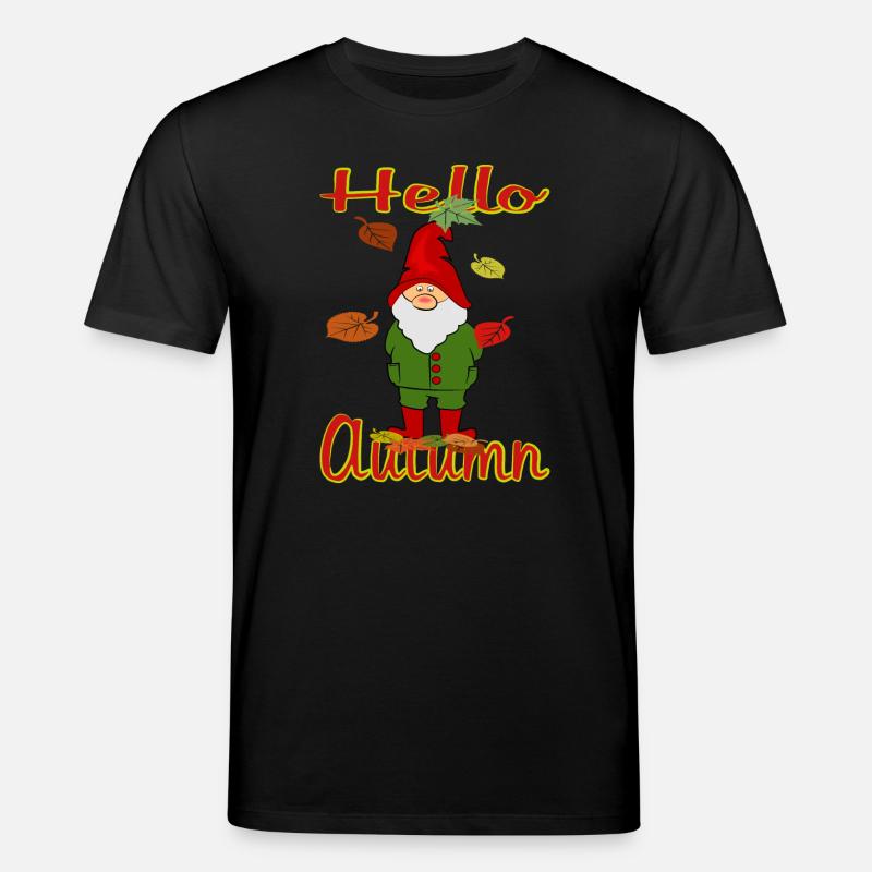  Wichtel mit Herbstlaub - Stanley/Stella Unisex Bio-T-Shirt CREATOR  - Schwarz