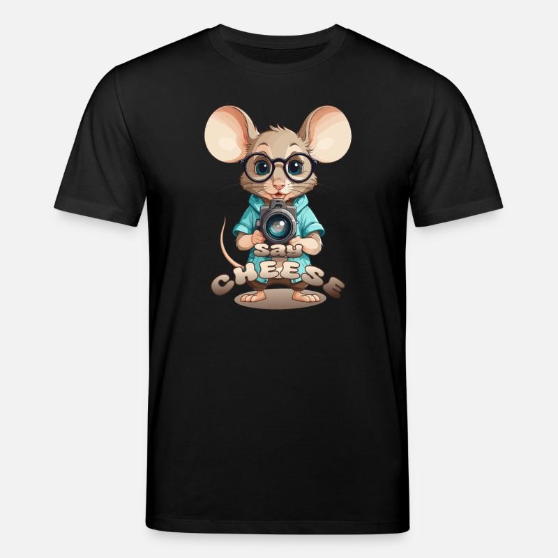 Maus mit Kamera - Stanley/Stella Unisex Bio-T-Shirt CREATOR  - Schwarz