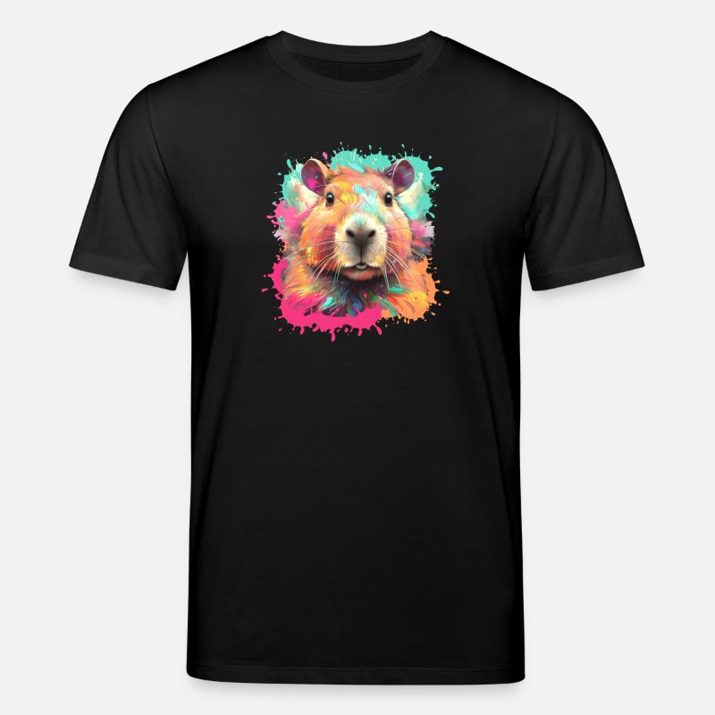Capybara,illustration,Graffiti,bunt, Farbkleckse - Stanley/Stella Unisex Bio-T-Shirt CREATOR  - Schwarz