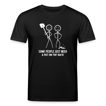 Humorvolles Klaps auf der Rückseite Design - Stanley/Stella Unisex Bio-T-Shirt CREATOR  - Schwarz - Vorne - Alina (178cm) & Michal (187cm)