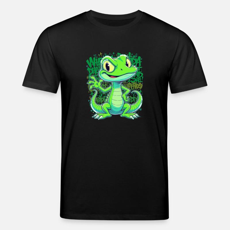Fröhliche Echse – Witziger Comic Style - Stanley/Stella Unisex Bio-T-Shirt CREATOR  - Schwarz