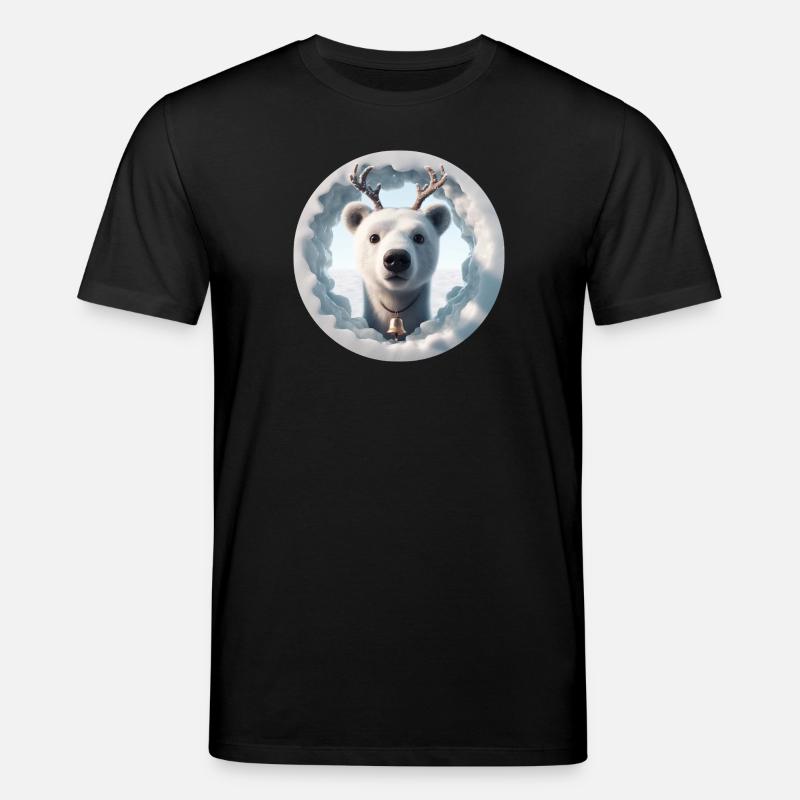 Rentier Kopf schaut durch Eis - Stanley/Stella Unisex Bio-T-Shirt CREATOR - Schwarz