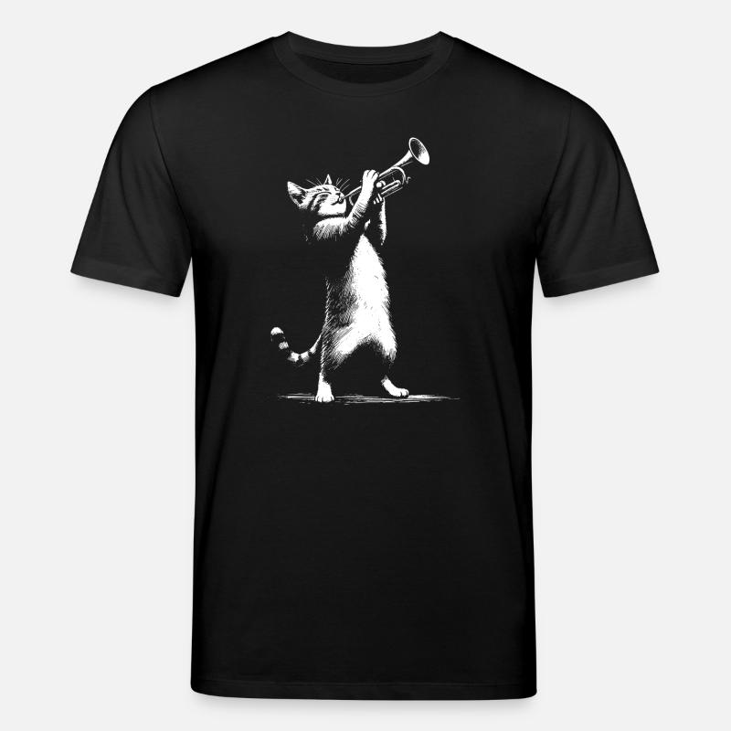 Chat avec trompette - T-shirt bio CREATOR Stanley/Stella Unisexe - noir