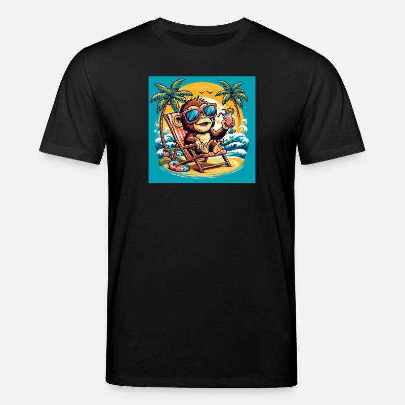 Äffchen am Strand - Stanley/Stella Unisex Bio-T-Shirt CREATOR  - Schwarz