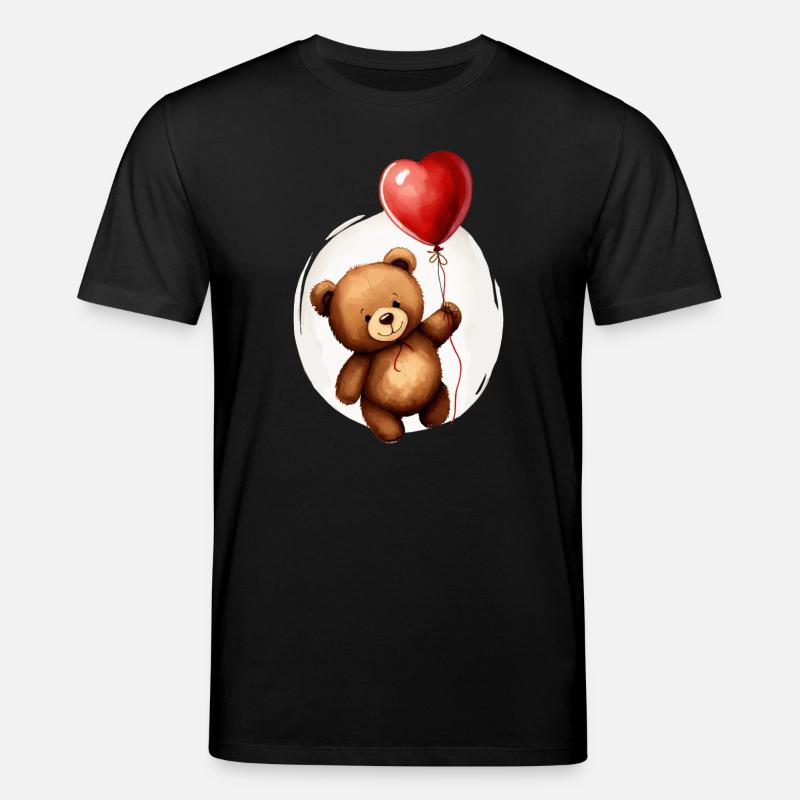 Bär mit Ballon - Stanley/Stella Unisex Bio-T-Shirt CREATOR  - Schwarz