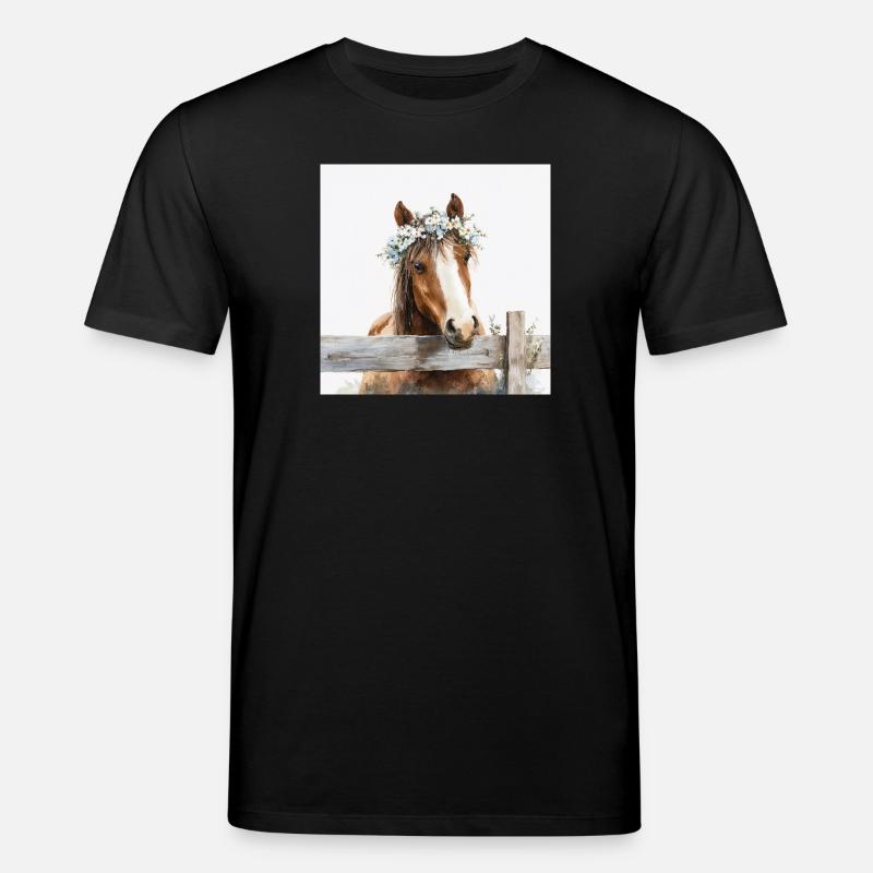 Couronne de cheval florale pastel - T-shirt bio CREATOR Stanley/Stella Unisexe - noir