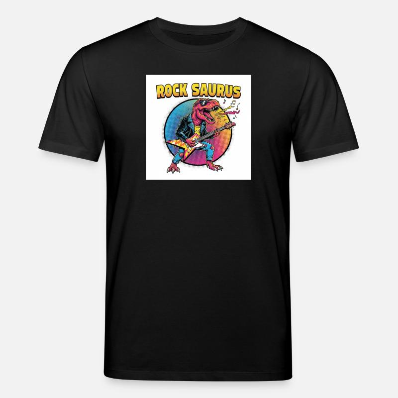 Rock Saurus Gitarrenheld - Stanley/Stella Unisex Bio-T-Shirt CREATOR  - Schwarz