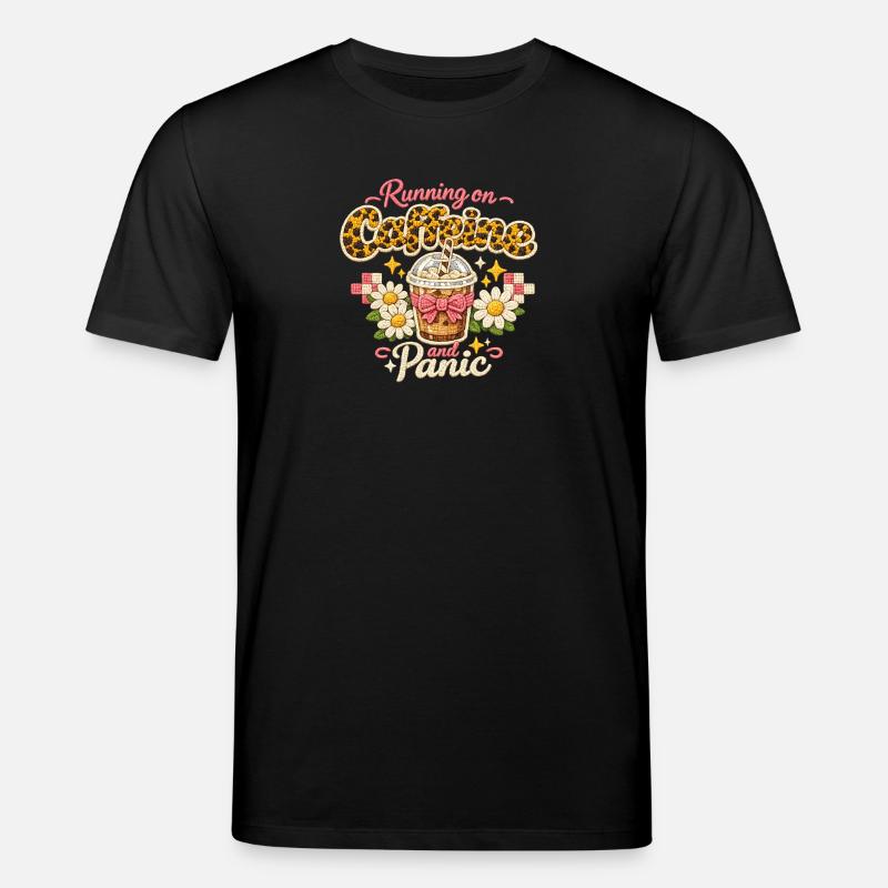 Running on Coffee and Panic - Stanley/Stella Unisex Bio-T-Shirt CREATOR  - Schwarz
