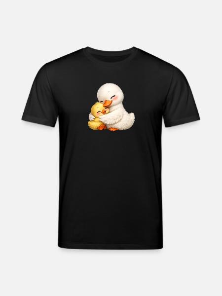 Mutter-Ente kuschelt mit ihrem Baby - Stanley/Stella Unisex Bio-T-Shirt CREATOR - Schwarz
