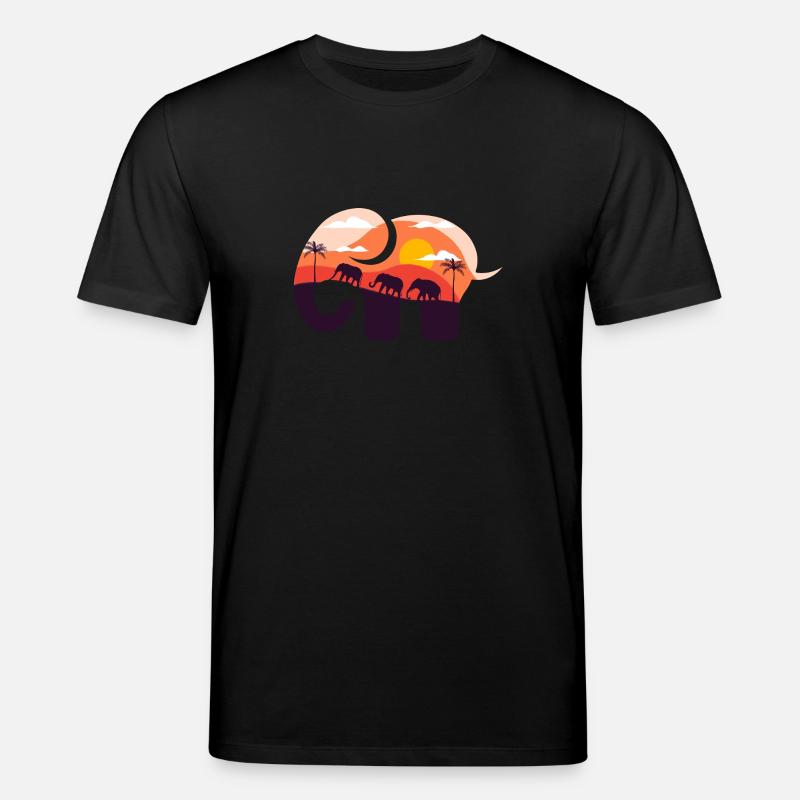 Coucher de soleil savane éléphant - T-shirt bio CREATOR Stanley/Stella Unisexe - noir
