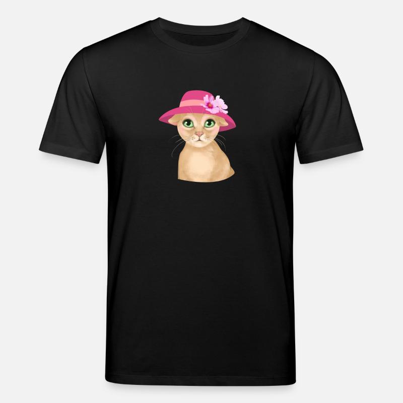 Chat avec chapeau et fleur - T-shirt bio CREATOR Stanley/Stella Unisexe - noir