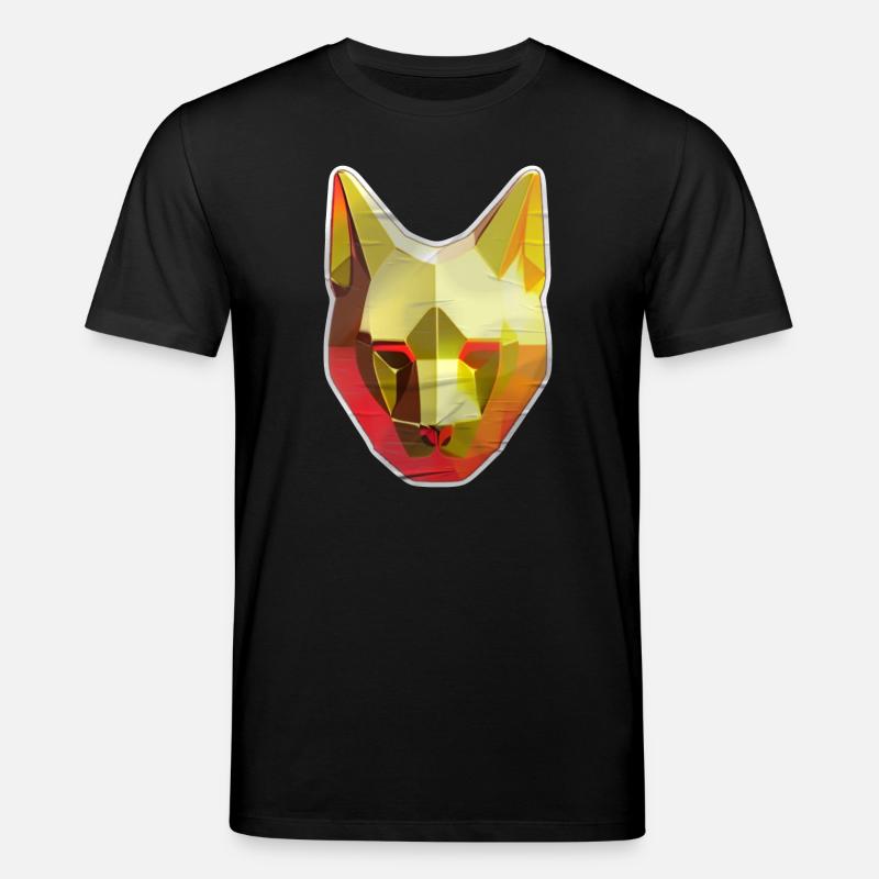 Katze Polygon in Gold - Stanley/Stella Unisex Bio-T-Shirt CREATOR - Schwarz