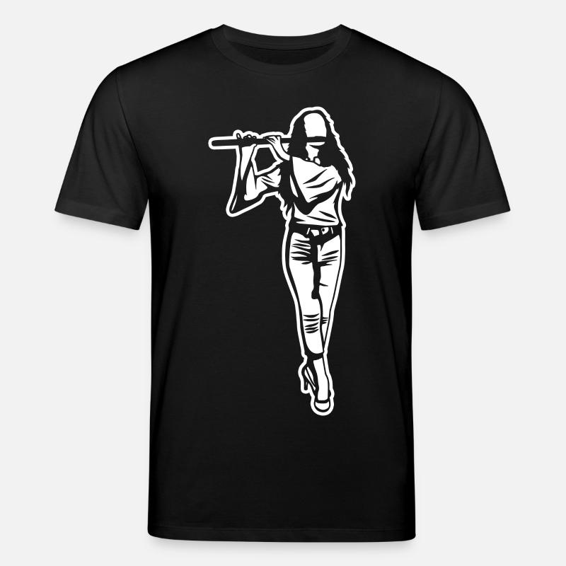 Flöte Mädchen Zeichnung - Stanley/Stella Unisex Bio-T-Shirt CREATOR - Schwarz