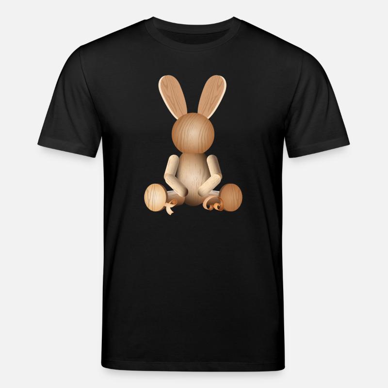 Illustrative Holzoptik – Charmante Hasenfigur - Stanley/Stella Unisex Bio-T-Shirt CREATOR  - Schwarz