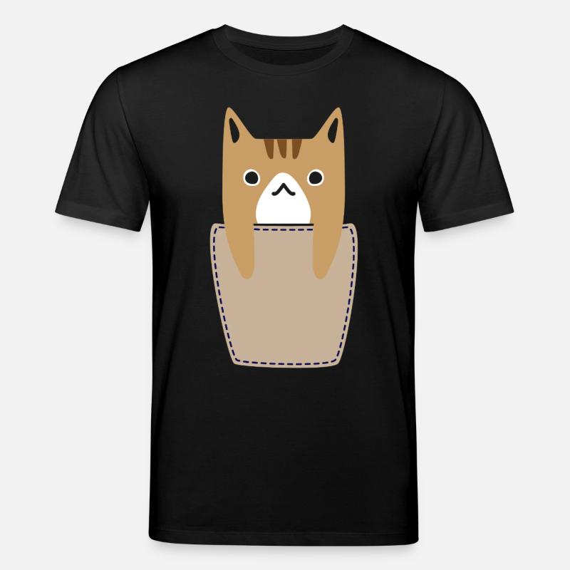 Brusttasche mit Katze - Stanley/Stella Unisex Bio-T-Shirt CREATOR  - Schwarz