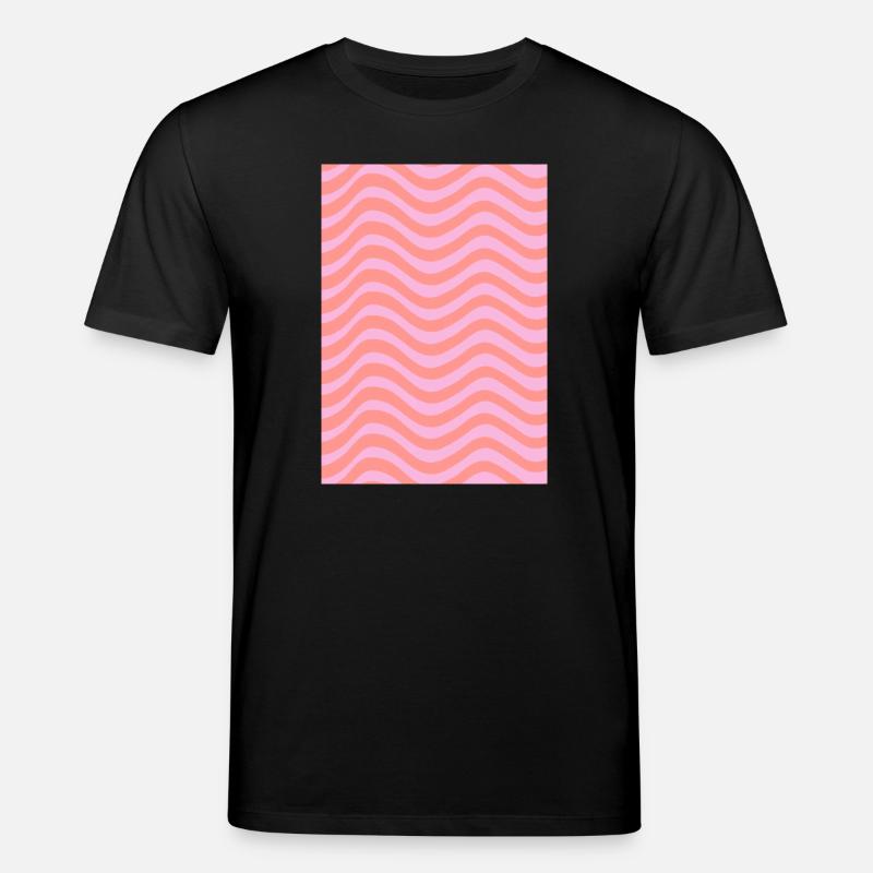 Stripe Wave Pattern - Pink Customizable - Stanley/Stella CREATOR Unisex Organic T-Shirt - black