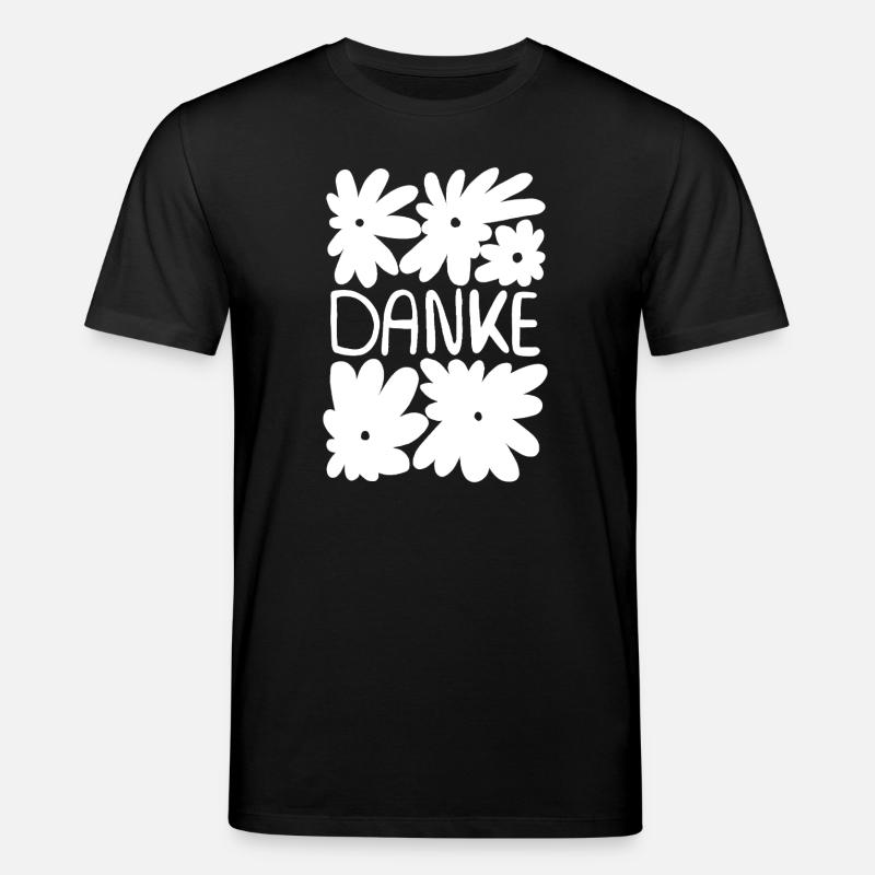 Danke - weiße Blumen - Stanley/Stella Unisex Bio-T-Shirt CREATOR  - Schwarz
