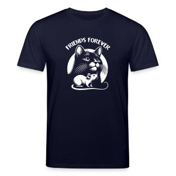 Le chat et la souris dans l’amitié, la paix et l’amour - T-shirt bio CREATOR Stanley/Stella Unisexe - marine - Devant