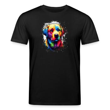 Bunter Hund Kunstwerk Labrador - Stanley/Stella Unisex Bio-T-Shirt CREATOR  - Schwarz - Vorne - Alina (178cm) & Michal (187cm)