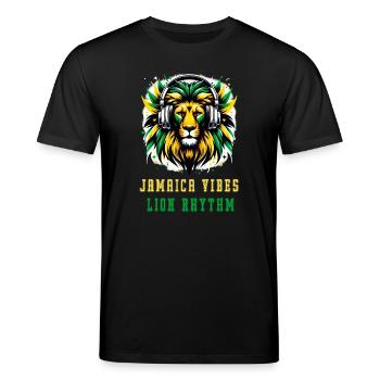 Jamaika Löwen Reggae Design - Stanley/Stella Unisex Bio-T-Shirt CREATOR  - Schwarz - Vorne - Alina (178cm) & Michal (187cm)