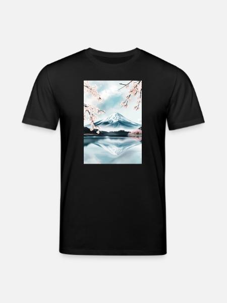 Fuji-Berg und Kirschblüten - Stanley/Stella Unisex Bio-T-Shirt CREATOR - Schwarz
